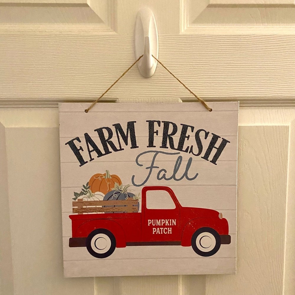 Farm Fresh Fall Hanging Wall Sign Decor Farm Truck / Pumpkin / Harvest